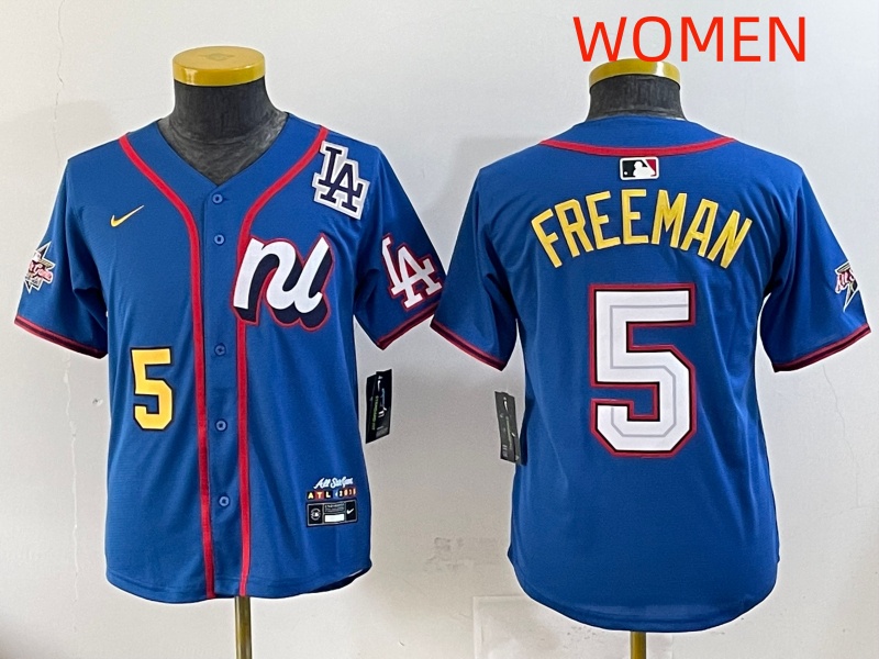 women 2025 Los Angeles Dodgers #5 Freeman Blue Nike 2025 MLB All Star Jersey style 003